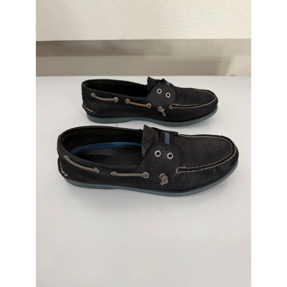 Sperry Top-Sider Mens 12 M Leather Boat Shoes Navy Black Loafers Casual